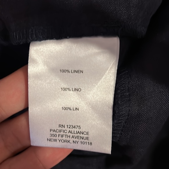 ELLEN Tracy women’s Navy linen pants, folded hem, drawstring waist size M - Picture 11 of 11